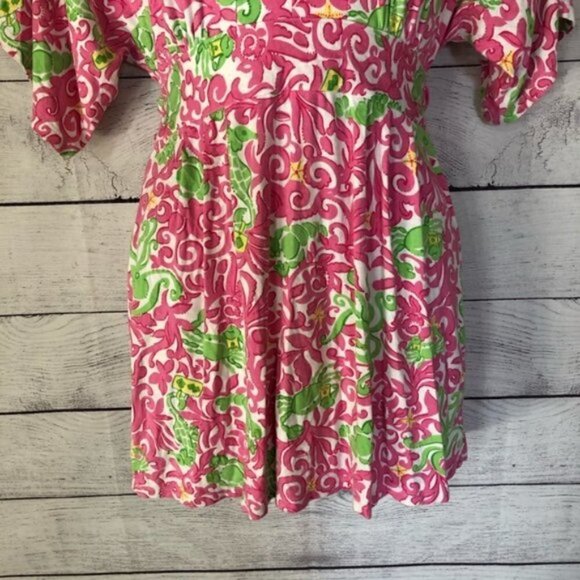 Lilly Pulitzer V-Neck Pink Green Tie Dress XS - Picture 3 of 7